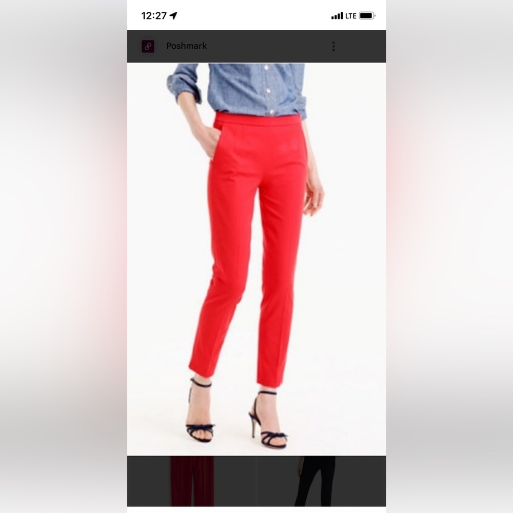 J.Crew Red Martie Dress Pants in Cotton Bi Stretch Size 6